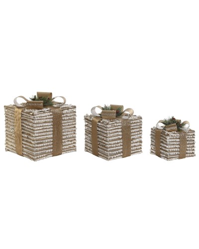 Christmas Decoration DKD Home Decor, 3 Pieces White and Gold, 25x25x25 cm for Magical Parties
